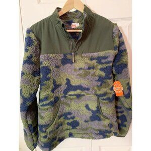 New Wonder Nation Sherpa Pullover 1/4 Zip Kids Sz XXL 18 Camo Green‎ NWT